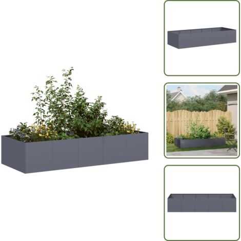 Plantas - vidaXL Jardinera acero gris antracita 200x80x40 cm - Flores