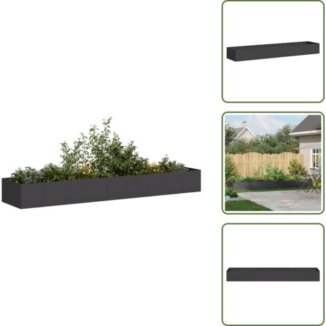 Plantas - vidaXL Jardinera acero negro 360x80x40 cm - Flores
