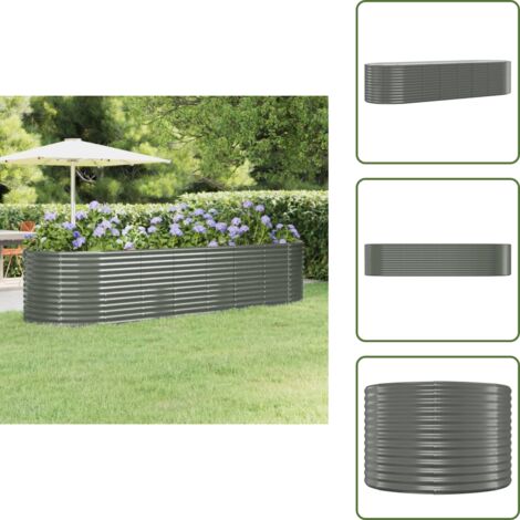 Plantas - vidaXL Jardinera arriate acero galvanizado gris 322x100x68 cm - Flores