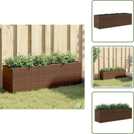 Plantas - vidaXL Jardinera con 3 maceteros ratán sintético marrón 105x30x32 cm - Flores