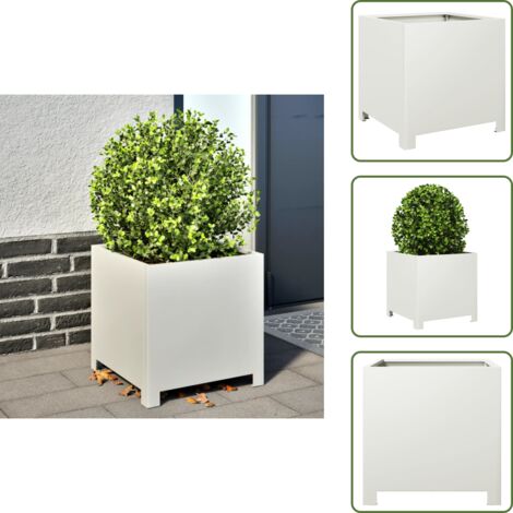 Plantas - vidaXL Jardinera de acero blanco 40x40x40 cm - Flores