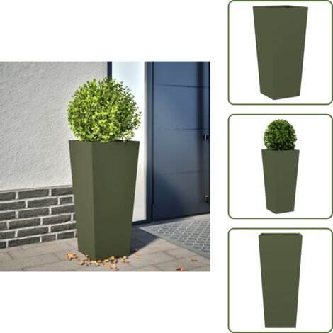 Plantas - vidaXL Jardinera hexagonal acero verde oliva 35x35x75 cm - Flores