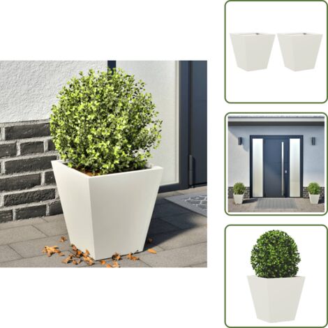 Plantas - vidaXL Jardineras 2 unidades acero blanco 30x30x30 cm - Flores
