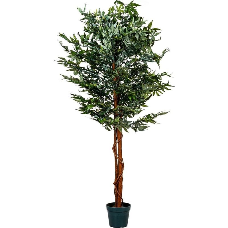 Plantasia® Plante d'intérieur artificielle 150 cm, tige en bois véritable, 600 feuilles, arbre artificiel chanvre