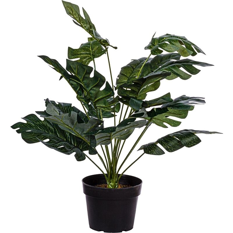 Plantasia - Monstera artificiel plante d'intérieur 60 cm, 18 grandes feuilles