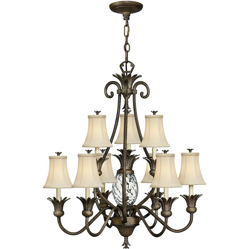 Plantation - 10 Light Multi Arm Chandelier Pearl Bronze Finish, E14 - Elstead