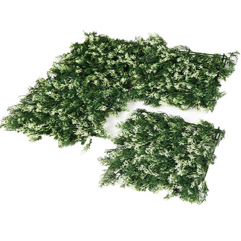 Plantawa Jardin Artificielle Vertical Cyprès Élément Décoratif d'Intérieur Haie Artificielle sur Mur Lisse 4 Unités 25 x 25 cm
