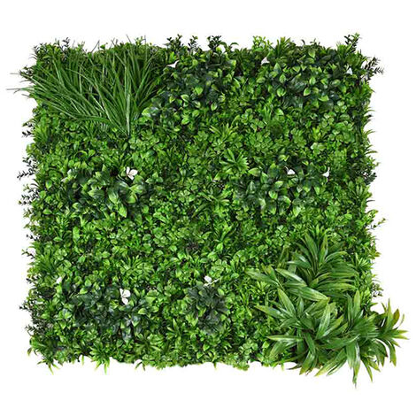 Plantawa Jardin Artificielle Vertical Polypropylène Forest Élément Décoratif d'Intérieur Haie Artificielle sur Mur Lisse 100 x 100 cm