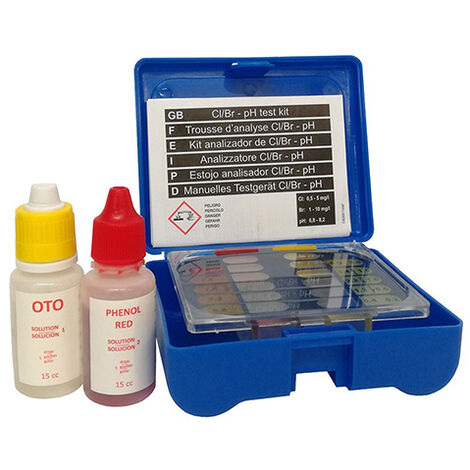 Plantawa Kit Analyseur Eau Piscine Astralpool (Chlore Brome Total et PH de l'Eau) avec Boîte en Plastique Bleue