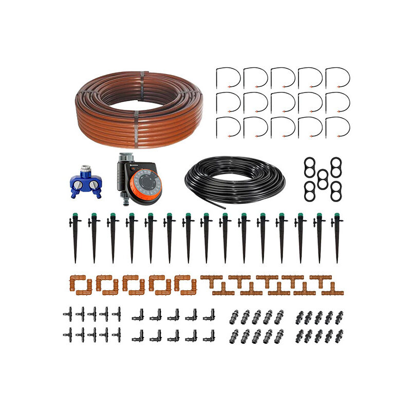 

Plantawa Kit de Riego Plus Circuito de Riego por Goteo para Jardin Racores Tuberia Programador