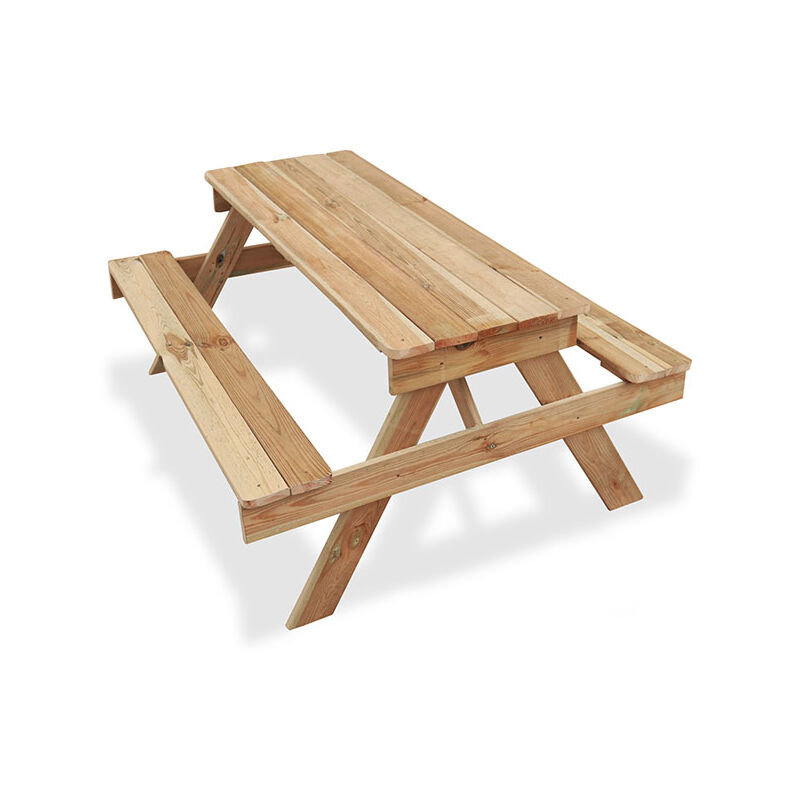 

Plantawa Mesa de Picnic Infantil KidJoy para Jardín Exterior con 2 bancos Madera de Pino color Beige 120 x 109 x 61 cm