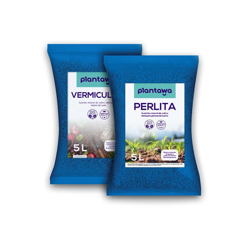 

Perlita y Vermiculita Pack 5L Perlita y Vermiculita Sustratos para Plantas Abono Natural para Huerto - Plantawa