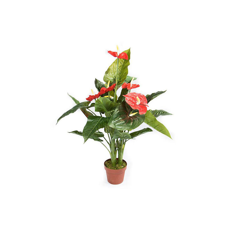 

Plantawa Planta Artificial Anturio 95 cm Plantas Artificiales con Maceta para Casa Decoración para Interior y Exterior