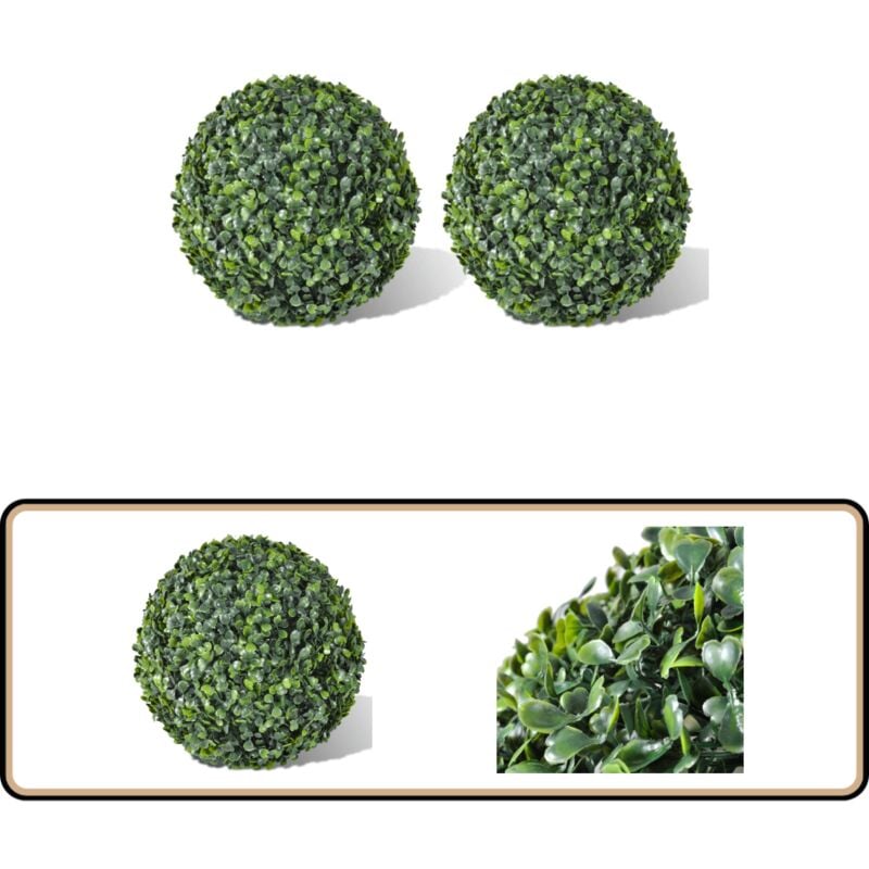 Vidaxl - Plante artificielle 2 pcs 35 cm - Buisson Artificiel - Plante Artificielle - Déco Jardin - Boule De Buis - Verdure Artificielle