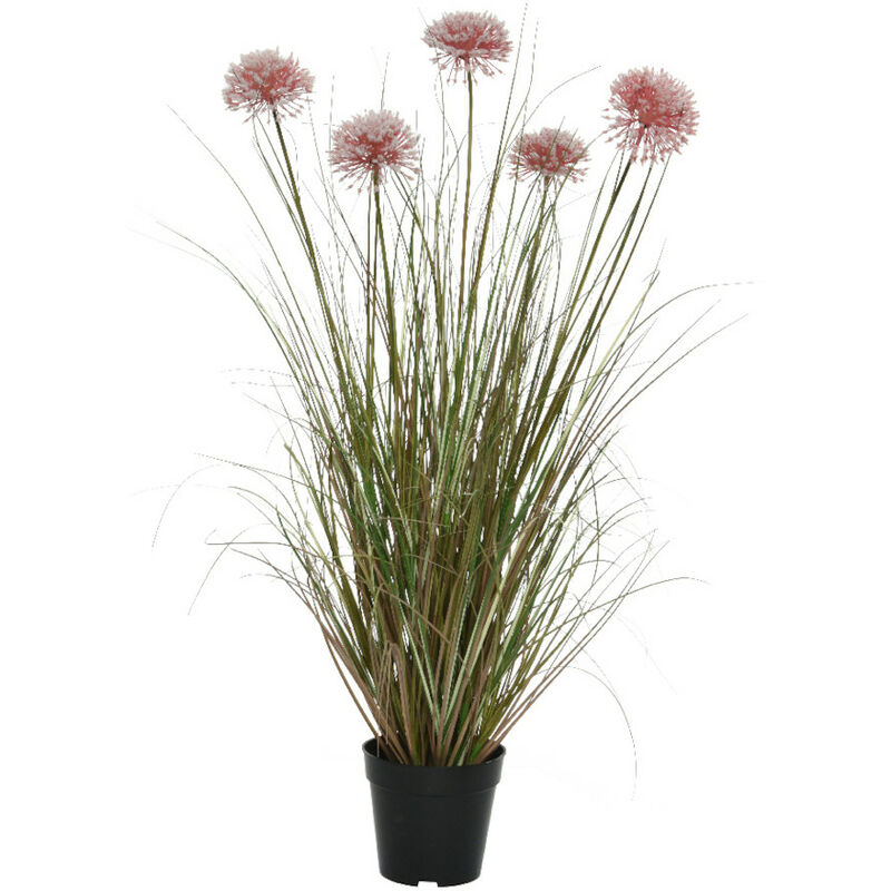 Plante Artificielle Allium Rose En Pot Plastique - ø 40 x 90 cm - Nos Envies Déco - Vert