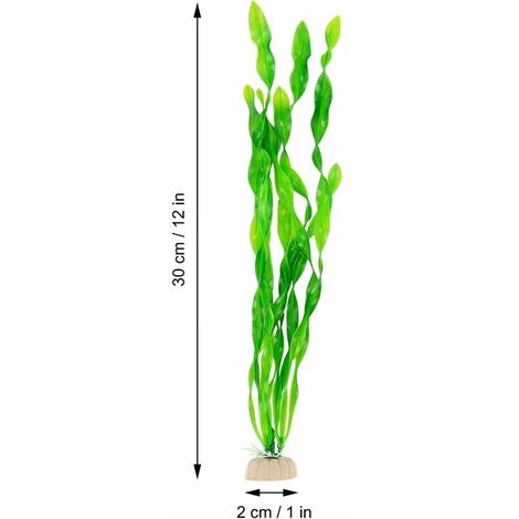 Vert Plastique Artificielle Herbe Simulé Eau Longue Feuille Verte Plante pour Aquarium Décoration 20 18cm 
