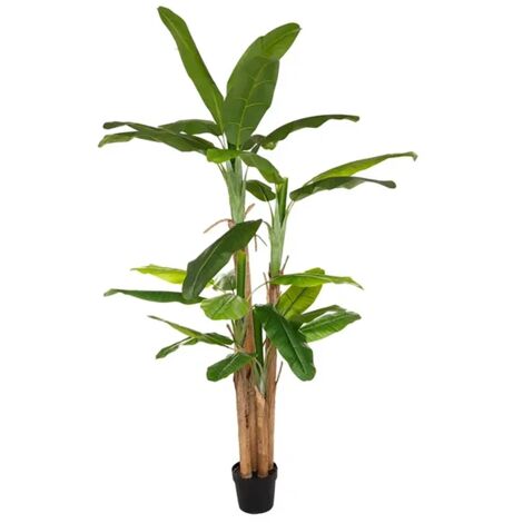 Plante artificielle arbre bananier 4 troncs avec pot - Longueur 140 x Profondeur 140 x Hauteur 285 cm
