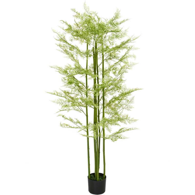 Homcom - Plante artificielle aspect haute fougère h. 155 cm 28 feuilles denses réalistes pot inclus noir avec lichen vert - Vert