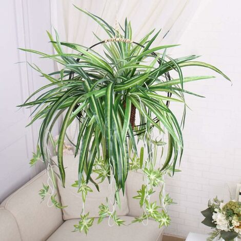 Plante artificielle chlorophytum artificielle à suspendre, lierre artificiel, feuilles vertes réalistes, à suspendre au mur, pour maison, jardin, bureau, véranda, décoration de mariage