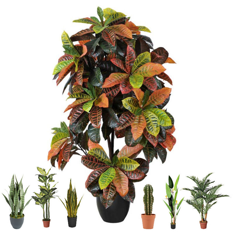 Suinga - Plante Artificielle Croton 140cm avec pot Plantes en plastique pour la décoration de jardin intérieur et extérieur