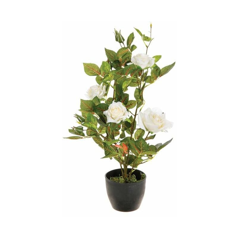 Silumen - Plante artificielle décorative Rosier 50cm - Blanc Multicouleur