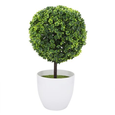 Plante artificielle en boule, bonsaï, fausse plante en pot, décoration pour la maison ou le bureau (vert)