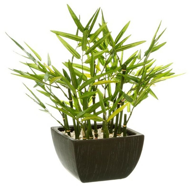 Atmosphera - Plante Artificielle en Pot Bambou 35cm Noir