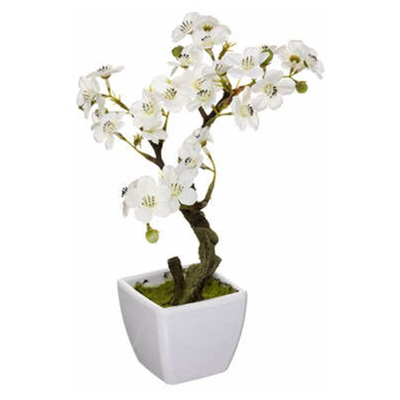 Atmosphera - Plante Artificielle en Pot Cerisier 26cm Blanc