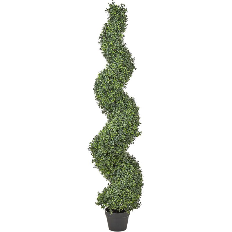 Beliani - Plante Artificielle en Pot Noir Plastique 158 cm Décoration d'Intérieur et Extérieur Buxus Spiral Tree