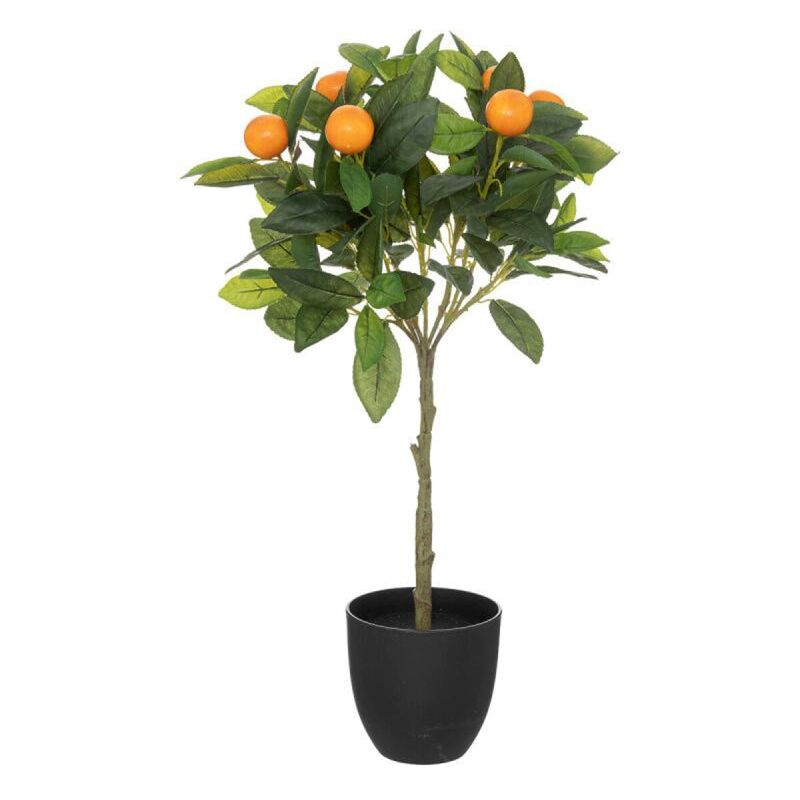 Plante Artificielle en Pot Oranger 62cm Vert & Noir