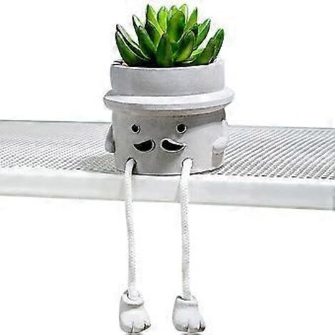 Plante artificielle en pot, petite et mignonne fausse plante succulente suspendue avec pot en ciment, décoration végétale pour bureau, étagère, chambre, salon, bureau.