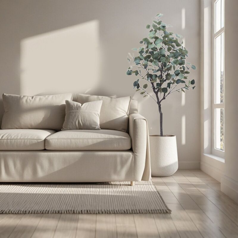 Hoerfuriy - Plante artificielle eucalyptus vert en plastique 120 cm-Arbre Artificiel-pour Décoration Intérieur Extérieur