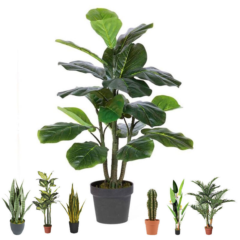 Suinga - Plante Artificielle Ficus Lyrata 90cm avec pot Plantes en plastique pour la décoration de jardin intérieur et extérieur