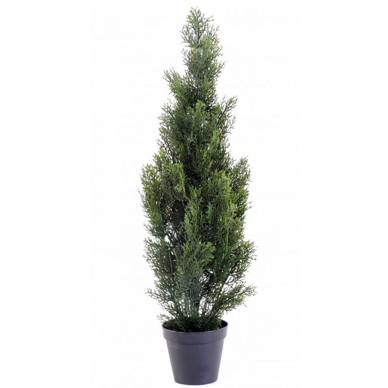 Plante artificielle haute gamme Spécial extérieur / Cyprès artificiel Mini Vert - Dim : 93 x 25 cm