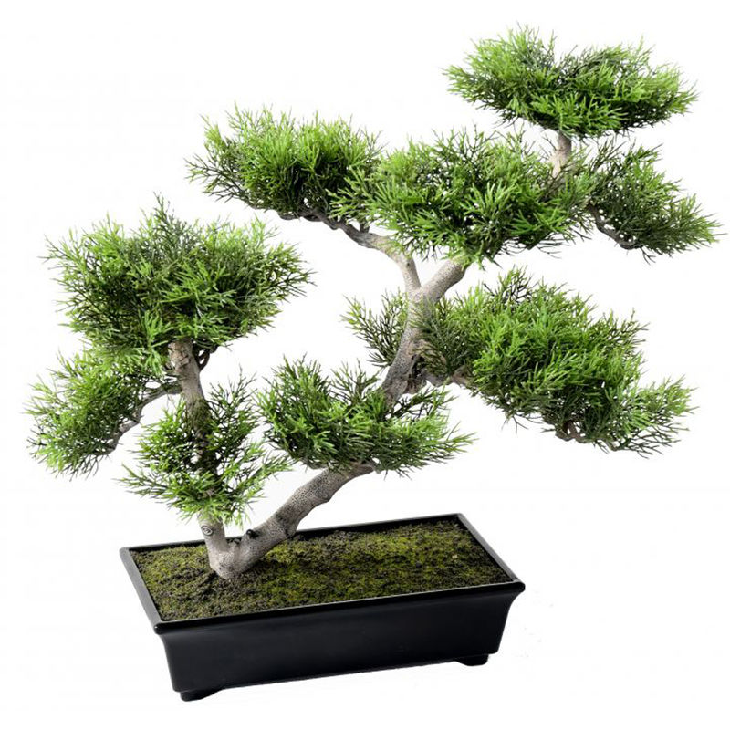 Pegane - Plante artificielle haute gamme Spécial extérieur / pin artificiel bonsai - Dim : 42 x 48 cm