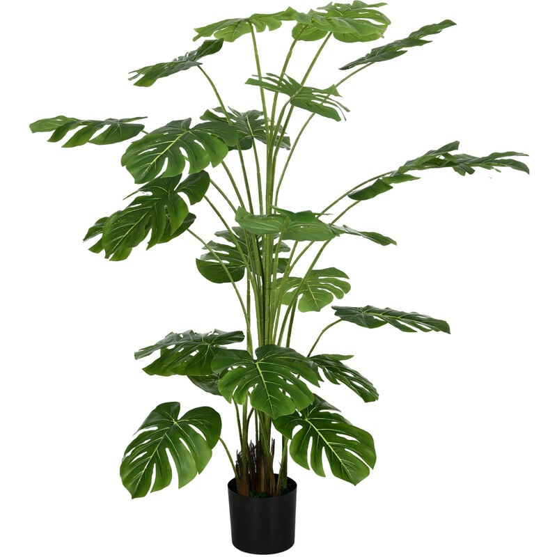 Homcom - Arbre artificiel plante artificielle Monstera h. 180 cm tronc branches lichen feuilles de tortue grand réalisme pot inclus - Vert