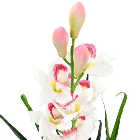 Plante artificielle Orchidée Cymbidium avec pot 100 cm Vert CFW194309