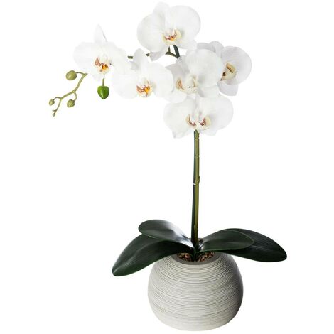 Plante artificielle Orchidée dans Pot en céramique H 50 cm - Atmosphera