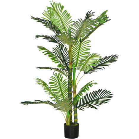 plante artificielle, palmier artificiel, y compris un bac 19,5 cm x 19,5 cm x 150 cm, Vert + Noir