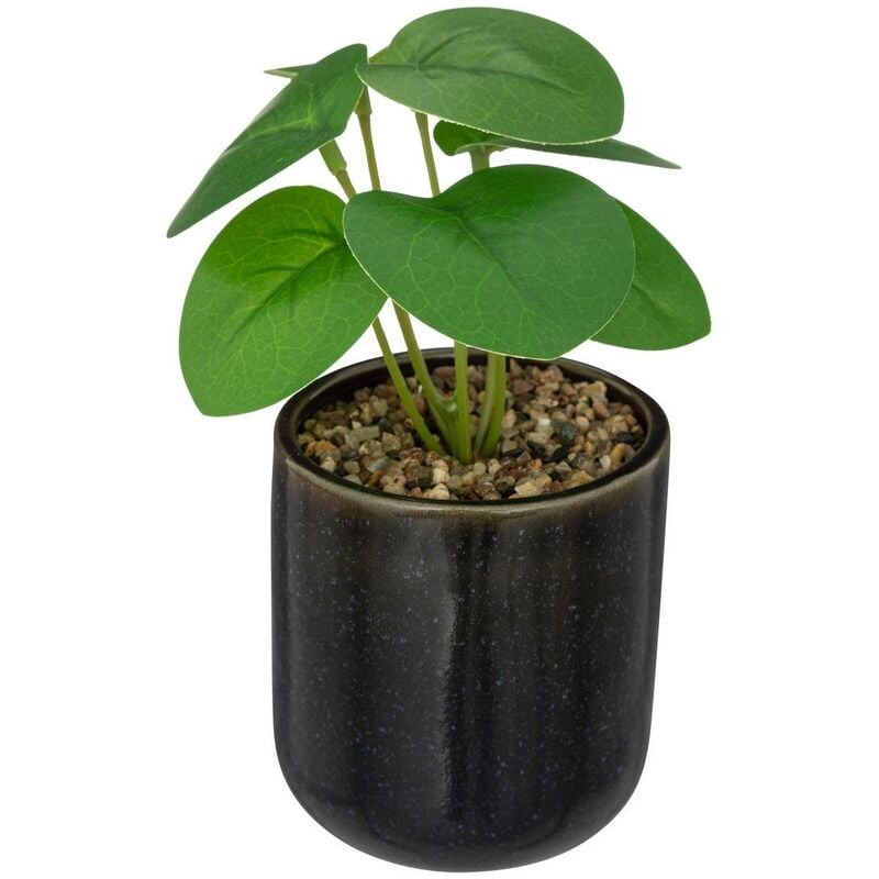 Plante artificielle pot céramique noir H16cm Atmosphera créateur d'intérieur - Noir