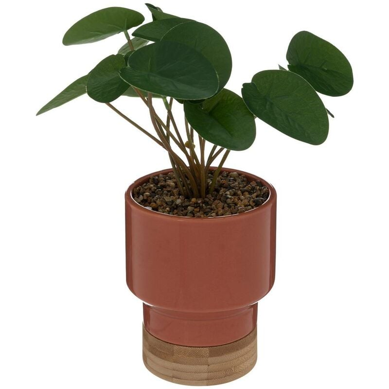 Plante artificielle Le collectionneur en céramique & bambou H26cm orange - Atmosphera créateur d'intérieur - Pêche