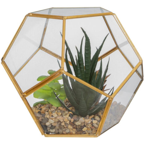 Plante Artificielle & Terrarium Déco "Julie" 17cm Or