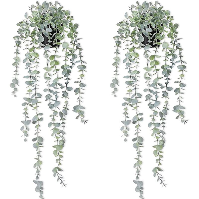 Plante Artificielle Tombante, 2 Plantes Artificielle avec Pots, Plantes artificielles Interieur, Fausse Plante en Pot, Extérieure Intérieure