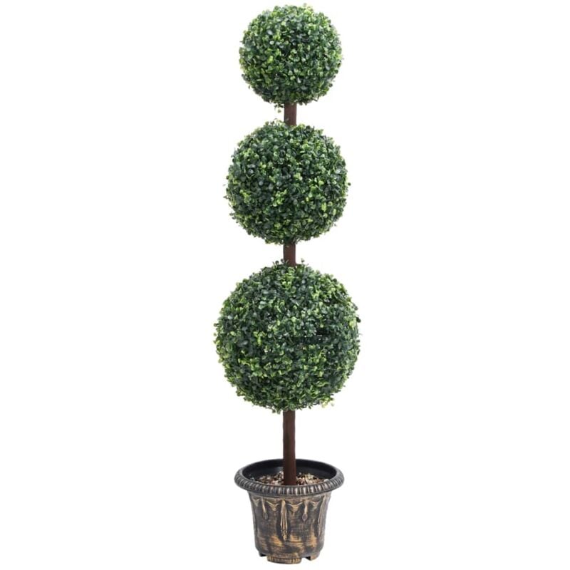Plante de buis artificiel avec pot Forme de boule Vert 118 cm vidaXL