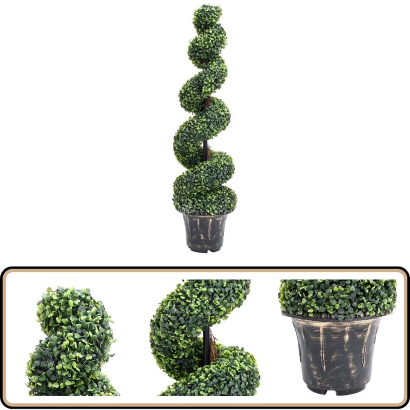Vidaxl - Plante de buis artificiel en spirale avec pot Vert 117 cm - Plante Artificielle - Plante De Buis - Décoration Intérieure - Fleur