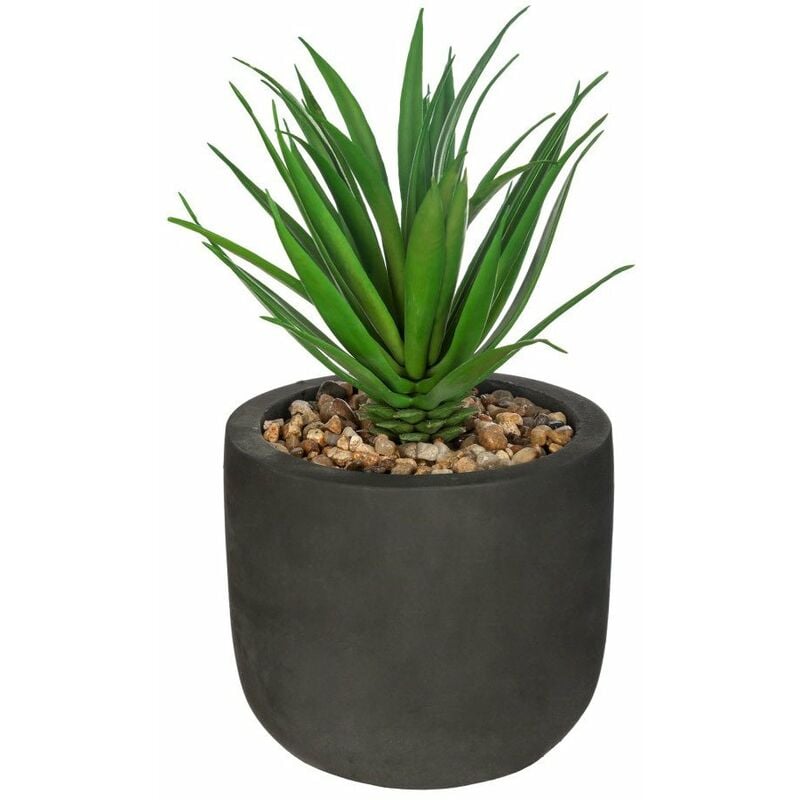 Atmosphera - Plante décorative artificielle sukulent, 20 cm, pot noir