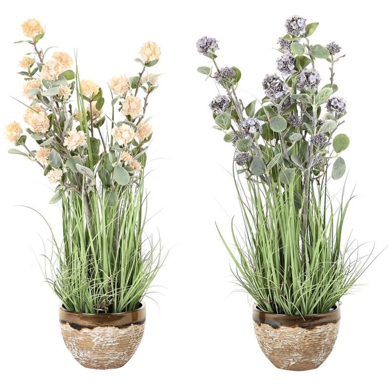 Plante décorative dkd home decor 30 x 30 x 78 cm rose métal lilas vert pvc (2 pièces)