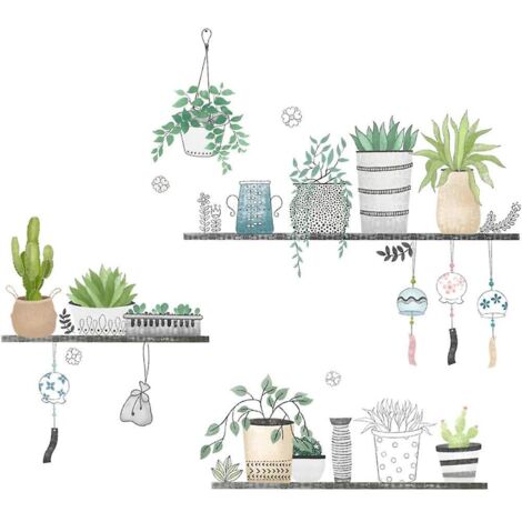 Plante fraîche papier peint auto-adhésif chambre stickers muraux chaud chambre d'enfants mise en page stickers muraux décoration-Ensoleillé