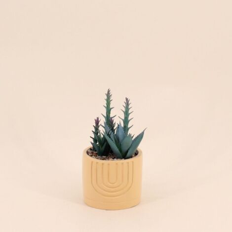 Plante grasse artificielle pot orange