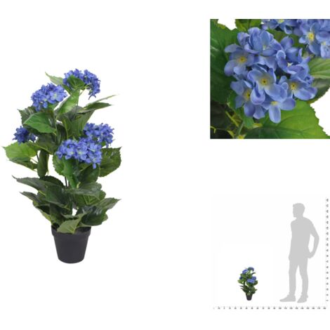 Plante hortensia artificielle avec pot 60 cm Bleu - Plante Artificielle - Hortensia - Fleur Artificielle - Décoration Intérieure - Plante Bleue
